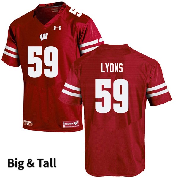 Wisconsin Badgers Men's #59 Andrew Lyons NCAA Under Armour Authentic Red Big & Tall College Stitched Football Jersey HO40S11LH
